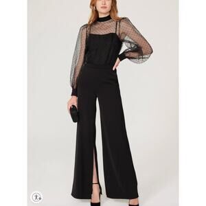 Black Halo Cocktail Jumpsuit SIZE 6 Organza Wide Leg Split Hem Party USA $485